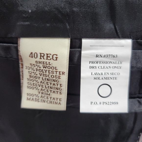 Perry Ellis Men's Flannel Sport Coat Blazer Two Button Gray Poly Wool Sz 40R - Picture 15 of 15